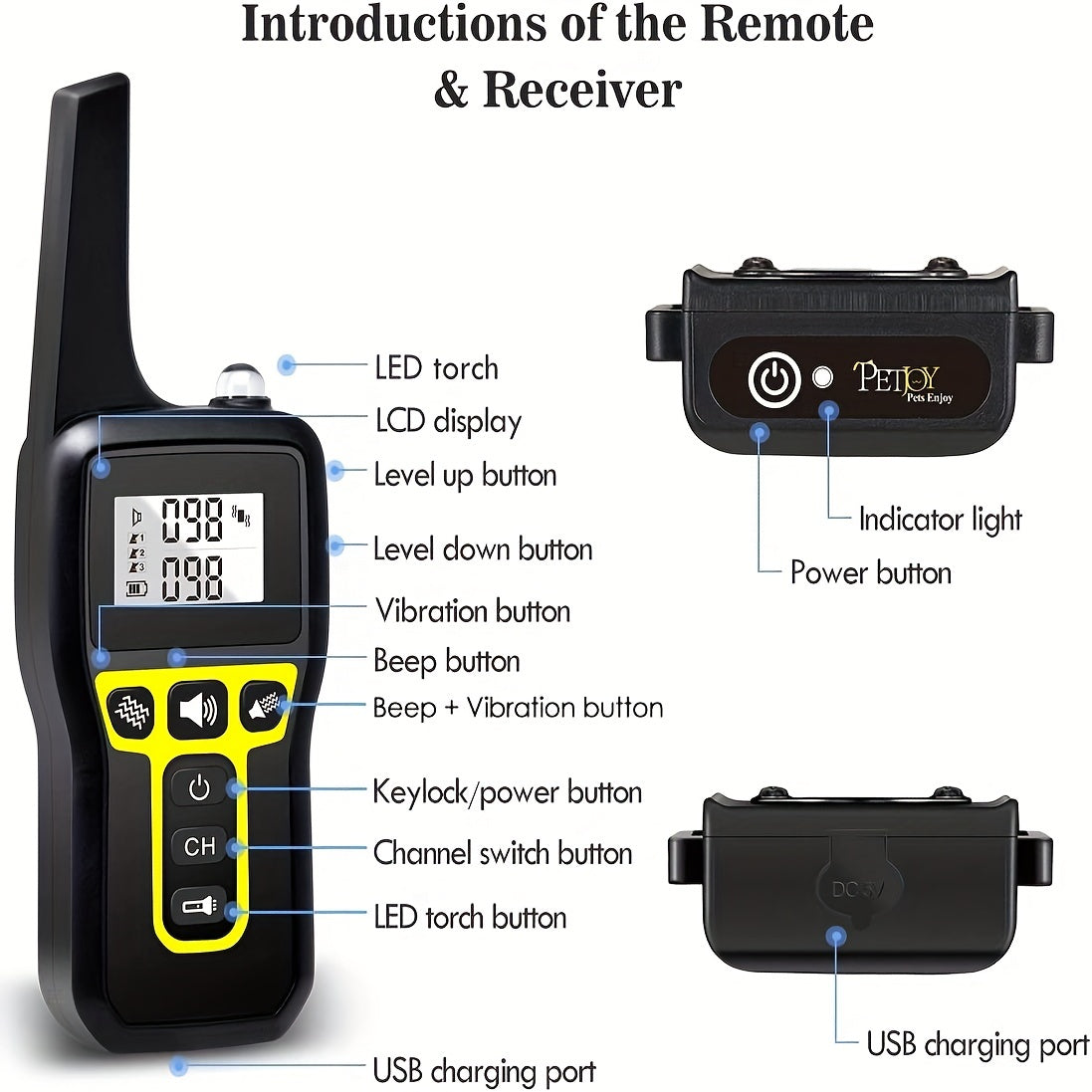 No-Shock Vibration Dog Training Collar 1000M